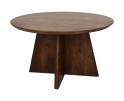 Ronde salontafel met kruispoot - 80X80X45 - mat bruin - Mangohout