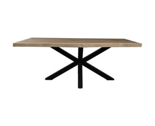 Rechthoekige Eettafel - 180x80-100x78 - Munggur/metaal - Naturel/zwart