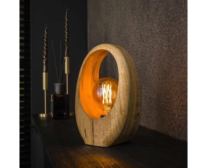 Tafellamp 1L Arch wood - Massief mango naturel