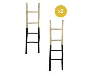 Decoratieve ladders set van 2 - 45x4x150 - Naturel/zwart - Teak