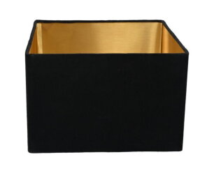 Vierkante lampenkap - 42x42x28 - Zwart/goud - Velours