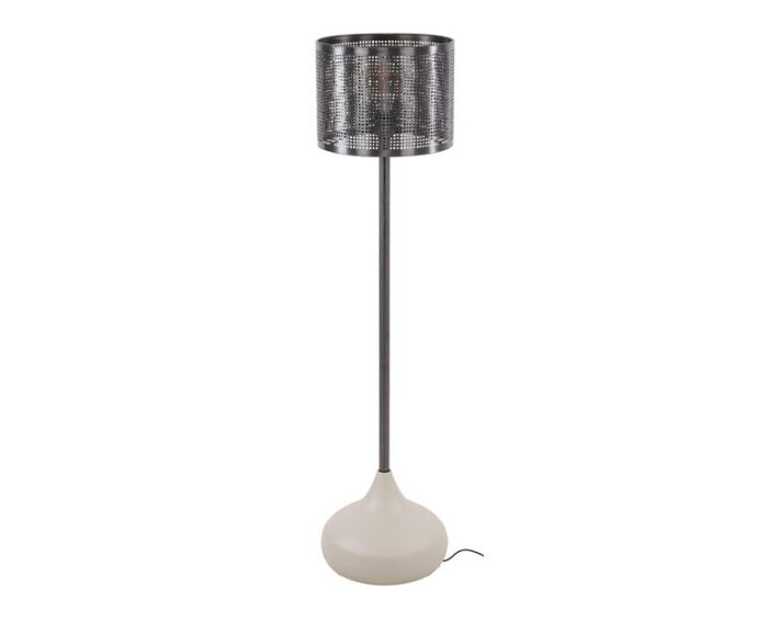 Vloerlamp 1L rechte kap natural - Natural grey