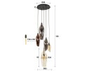 Hanglamp Cocoon getrapt mix glass 5 lampen - Zwart