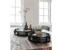 Tray Algarve round BLACK, set of 2 - ORDER by 2 pcs,7x&Oslash;30 cm / 7x&Oslash;40 cm, Bamboo black