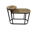 Sidetable Ovaal Plateau - 75x30x60 - Naturel/zwart - Mangohout/ijzer