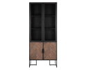 Showcase Criss Cross, 2 glass/metal doors, 2 wooden doors,185x80x40 cm, mixed wood