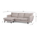 3 seater sofa CL left, fabric Orinoco 23, K460 beige, black leg