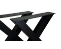 Tafelpoten - X-model - 75x12x72 - Gepoedercoat zwart - Metaal - Set van 2