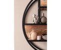Wand decoratierek rond - Ø75x16 - Naturel/zwart - Mangohout/metaal