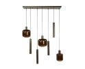 Hanglamp 4+3 metal and glass mix Bronza - Sienna brown