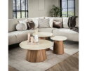 Salontafel travertin keramiek set van 3 rond - Japandi - 80x80x35 cm