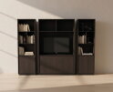 Oulu TV-kast 150 met 2 deuren en 3 open vakken, Dark Chocolate - Oak Collection