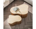 Salontafel set/2 shamrock Nuovo travertin - Massief mango zand