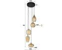 Hanglamp 5L V-shape pattern getrapt - Amber color glas