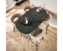 Bartafel Marquina deens ovaal met spinpoot 140x80 cm - Marmerlook
