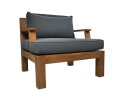 Tuin Sofa met armsteun en kussenset - 80x79x83 - Naturel/grijs - Teak