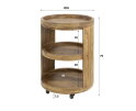 Wijntrolley Wave &ndash; Rond Mangohout Zandkleur - afneembaar dienblad - Wielen &ndash; 55x79 cm