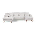 U-bank Borneo links Melva beige 3-zits met hoek en ottomaan 290 x 202 cm