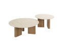 Salontafel travertin keramiek set van 2 rond - Japandi - 76x76x30 cm