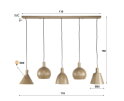 Hanglamp 5L mix Metallo - Beige