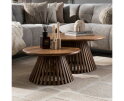 Salontafel Tweak cone rond set van 2 - mangohout - Naturel - 80x80x40 cm
