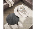 Salontafel set/2 rond Twin - 3D ceramic mix travertine