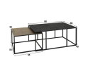 Salontafel Burlington set van 2 rechthoek Metallic - zwart/brass