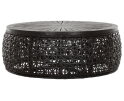 Coffee table Rimini large,35x&Oslash;100 cm, Black rattan, wooden top