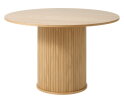 Combideal Eetkamerset: Ronde eettafel Nola eiken naturel 120 cm met 4 Lucille eetkamerstoelen - scandinavisch - Beige
