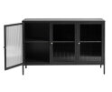 Dressoir Bronco metaal glas 132 cm - zwart