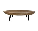 Ovale bijzetteafel - 120x80x28 - Naturel/zwart - Munggur/metaal