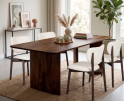 Eettafel Jade rechthoekig 220x100 cm Mangohout - Walnoot bruin &ndash; Japandi eetkamertafel