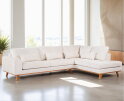 3 seater corner right, fabric Loris 01, L720 champagne