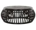 Coffee table Positano,35x&Oslash;90 cm, Black rattan, wooden top