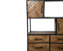HSM Collection-Wandkast Verona 4 Deur 4 La-100x40x200-Naturel/Zwart-Mango/Metaal
