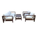 ZAMBRA LOUNGE SET 4PCS ( 2X ARMCHAIR  BENCH  COFFEE TABLE)  -  BRAIDED OUTDOOR 30MM OFF WHITE