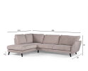 3 seater corner left, fabric Orinoco 23, K460 beige, black leg