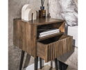 Nachtkastje 1L Carve - Massief acacia drift brown