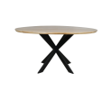 Eiken eettafel Ferris rond Ø110 cm – Massief Europees eiken - metalen kruispoot - Naturel