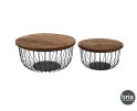 Koop de Brix salontafel set EVA | Zwart metaal + mango hout | € 295