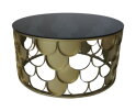 Salontafel rond - ø80x40 - Goud/zwart - Metaal/glas