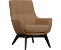Fauteuil Femke stof Glory Pale 200 lichtbruin met houten poten