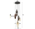 Hanglamp 5L getrapt cocoon mix glass - Zwart