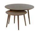 Salontafel Adda set van 2 rond eiken - Bruin