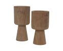 Ronde kaarsenhouder set van 2  - ø8x8x15/ø8x8x17 - Naturel - Teak