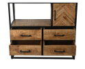 HSM Collection-Wandkast Verona 4 Deur 4 La-100x40x200-Naturel/Zwart-Mango/Metaal