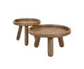 Salontafel Tripod set van 2 rond mangohout - Zandkleur