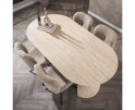 Eettafel Arch travertin keramiek ovaal 180x90 cm  - Beige - Japandi