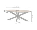 Eettafel Mangohout visgraat ovaal met metalen rand 240x105 cm | Meubelplaats