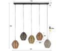 Hanglamp web mix 5 lampen - Mat nikkel mix color